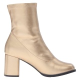 Gold Leatherette 7,5 cm GOGO-150 stretch block heels ankle boots