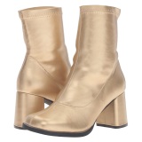 Gold Leatherette 7,5 cm GOGO-150 stretch block heels ankle boots