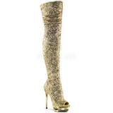 Gold Sequins 15 cm PLEASER BLONDIE-R-3011 Platform Over Knee Boots