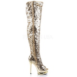 Gold Sequins 15 cm PLEASER BLONDIE-R-3011 Platform Over Knee Boots