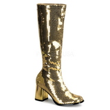 Gold Sequins 8 cm SPECTACUL-300SQ Women Knee Boots