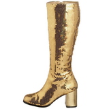 Gold Sequins 8 cm SPECTACUL-300SQ Women Knee Boots