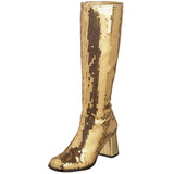 Gold Sequins 8 cm SPECTACUL-300SQ Women Knee Boots