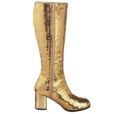 Gold Sequins 8 cm SPECTACUL-300SQ Womens Boots for Men