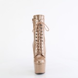 Gold glitter 18 cm high heels ankle boots platform