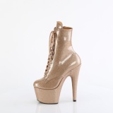 Gold glitter 18 cm high heels ankle boots platform