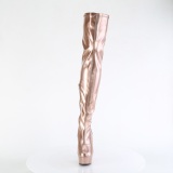 Goud 15 cm DELIGHT-3000HWR Hologram pole dance overknee laarzen met hak