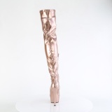 Goud 15 cm DELIGHT-3000HWR Hologram pole dance overknee laarzen met hak