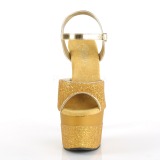 Goud 18 cm ADORE-709-2G glitter plateau sandalen met hak