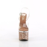 Goud 18 cm ESTEEM-708LG glitter plateau schoenen met hakken