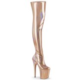 Goud 20 cm FLAMINGO-3000HWR Hologram pole dance overknee laarzen met hak