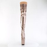 Goud 20 cm FLAMINGO-3000HWR Hologram pole dance overknee laarzen met hak