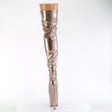 Goud 20 cm FLAMINGO-3000HWR Hologram pole dance overknee laarzen met hak