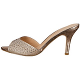 Goud 8,5 cm LUCY-01 glitter platte slippers dames met hak