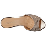 Goud 8,5 cm LUCY-01 glitter platte slippers dames met hak