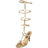 Goud 8 cm ROMAN-10 lange kniehoge gladiator sandalen dames