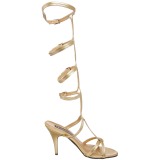 Goud 8 cm ROMAN-10 lange kniehoge gladiator sandalen dames