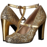 Goud Glitter 10 cm QUEEN-01 grote maten pumps schoenen