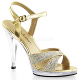 Goud Glitter 12 cm FLAIR-419G Dames Sandalen met Hak