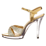 Goud Glitter 12 cm FLAIR-419G Dames Sandalen met Hak