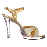 Goud Glitter 12 cm FLAIR-419G Dames Sandalen met Hak