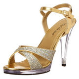 Goud Glitter 12 cm FLAIR-419G Dames Sandalen met Hak