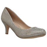 Goud Kristal Steentjes 6,5 cm DORIS-06 Hoge Avond Pumps met Hakken