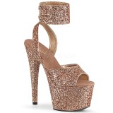 Goud Schitteren 18 cm ADORE-791LG pleaser hoge hakken met brede enkelband