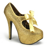 Goud Strass 14,5 cm Burlesque TEEZE-04R Hoge Pumps Schoenen Plateau