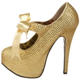 Goud Strass 14,5 cm Burlesque TEEZE-04R Hoge Pumps Schoenen Plateau