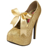 Goud Strass 14,5 cm Burlesque TEEZE-04R Hoge Pumps Schoenen Plateau