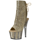 Goud glitter 18 cm ADORE-1018G dames enkellaarsjes met plateauzool