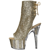 Goud glitter 18 cm ADORE-1018G dames enkellaarsjes met plateauzool