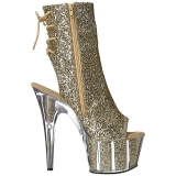 Goud glitter 18 cm ADORE-1018G dames enkellaarsjes met plateauzool