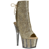 Goud glitter 18 cm ADORE-1018G dames enkellaarsjes met plateauzool