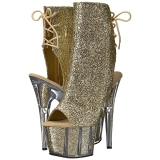 Goud glitter 18 cm ADORE-1018G dames enkellaarsjes met plateauzool