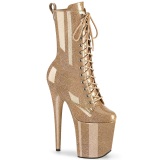 Goud glitter 20 cm dames high heels boots plateau