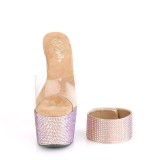 Goud strass 18 cm BEJEWELED-712RS pleaser hoge hakken met enkel manchet