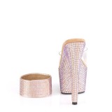 Goud strass 18 cm BEJEWELED-712RS pleaser hoge hakken met enkel manchet