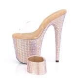 Goud strass 20 cm BEJEWELED-812RS pleaser hoge hakken met enkel manchet