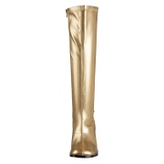 Gouden laklaarzen 7,5 cm GOGO-300 Dameslaarzen hakken voor heren