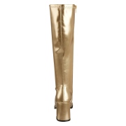 Gouden vinyl laarzen blokhak 7,5 cm - jaren 70 gogo boots hippie disco - knielaarzen