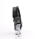 Gray 15 cm DELIGHT-1017RSF fringe ankle boots high heels