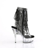 Gray 15 cm DELIGHT-1017RSF fringe ankle boots high heels