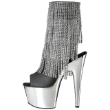 Gray 18 cm ADORE-1024RSF womens fringe ankle boots high heels