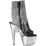 Gray 18 cm ADORE-1024RSF womens fringe ankle boots high heels