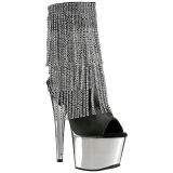 Gray 18 cm ADORE-1024RSF womens fringe ankle boots high heels