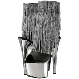 Gray 18 cm ADORE-1024RSF womens fringe ankle boots high heels