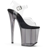 Gray 20 cm FLAMINGO-808T Acrylic Platform High Heeled Sandal