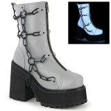 Gray Vegan 12 cm ASSAULT-66 lolita ankle boots platform block heels